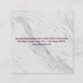 Bamboo Icon | Textur aus weißem Marmor Quadratische Visitenkarte (Rückseite)
