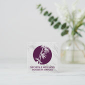 Bamboo Icon | Textur aus weißem Marmor Quadratische Visitenkarte (Stehend Vorderseite)