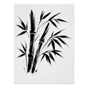 Bamboo Ink Illustration - Minimalistisches Zen-Pos Poster
