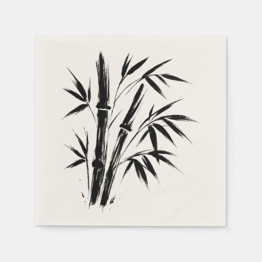 Bamboo Ink Illustration - Zen Design Serviette (Vorderseite)