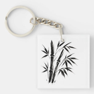 Bamboo Ink Illustration - Zen-Schlüsselring Schlüsselanhänger