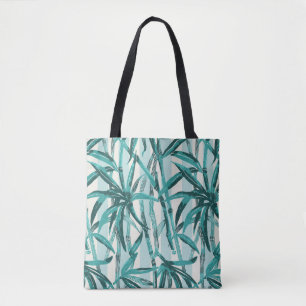 Bamboo Jungle Hawaiian Strip - Aquamarine Beachtas Tasche