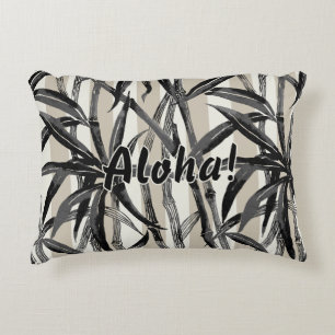 Bamboo Jungle Hawaiian Strip - Schwarz und Taupe Dekokissen
