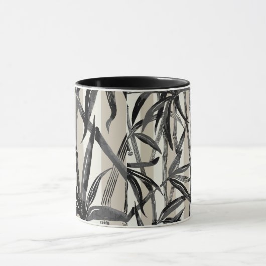 Bamboo Jungle Hawaiian Strip - Schwarz und Taupe Tasse (Zentrum)