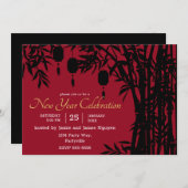 Bamboo & Lanterns Tet für neues Jahr Einladung (Vorne/Hinten)