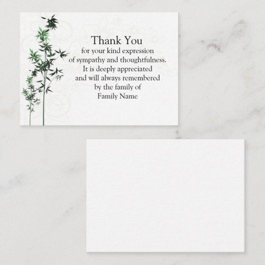 Bamboo Leaf nach der Beerdigung danke Ihnen Karten (Vorne/Hinten)