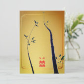 ©Bamboo Liebe / Red Gold Chinese Wedding Einladung (Stehend Vorderseite)