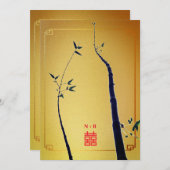 ©Bamboo Liebe / Red Gold Chinese Wedding Einladung (Vorne/Hinten)