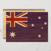 Bamboo Look & Gravur Australien australische Flagg Einladung (Vorne/Hinten)