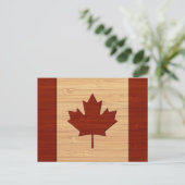 Bamboo Look & Gravur der Vintagen Kanada-Flagge Postkarte (Stehend Vorderseite)