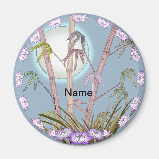 Bamboo Lotus Moon Magnet (Vorne)
