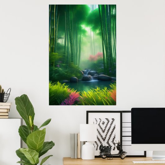 Bamboo Oase, Entdeckung des versteckten Frühlings Poster (Heimbüro)