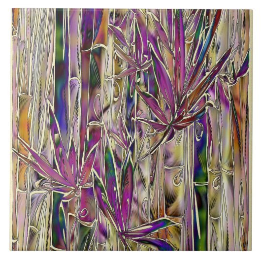 Bamboo Original Art Long Table Keramik Tile Fliese (Vorderseite)