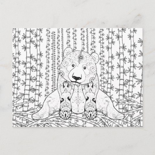 Bamboo Panda Doodle Postkarte (Vorderseite)