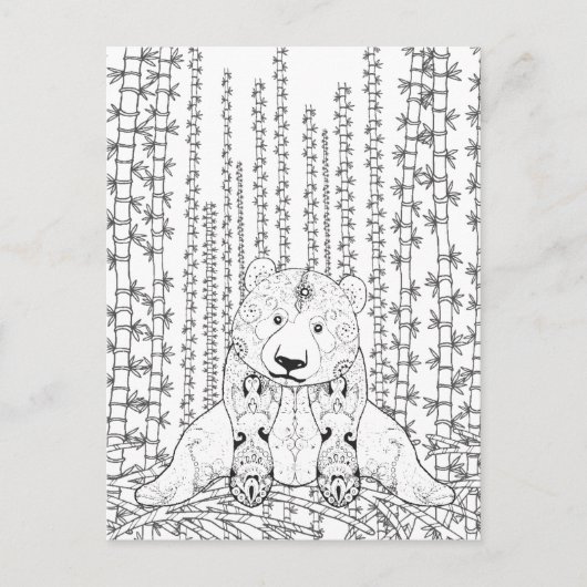 Bamboo Panda Doodle Postkarte (Vorderseite)