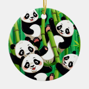 Bamboo Panda Keramik Ornament