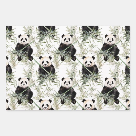 Bamboo Panda Packpapier Geschenkpapier Set (Vorderseite)
