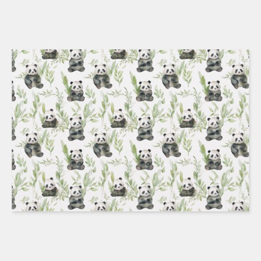Bamboo Panda Packpapier Geschenkpapier Set (Vorderseite 3)
