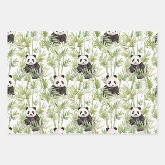 Bamboo Panda Packpapier Geschenkpapier Set (Vorderseite)