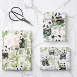 Bamboo Panda Packpapier Geschenkpapier Set
