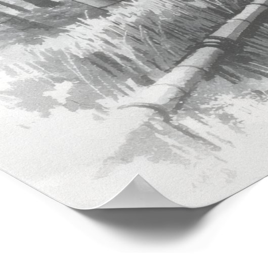 Bamboo Path in Light -Yang | Japanese Zen Wall Art Poster (Ecke)