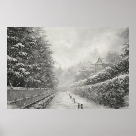 Bamboo Path in Snow – Yang | Japanese Zen Wall Art Poster (Vorne)