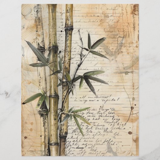 Bamboo Pflanze Altes Manuskript Briefbogen (Rückseite)