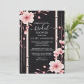 Bamboo Pink Sakura Cherry Blossom Brautparty Einladung (Stehend Vorderseite)