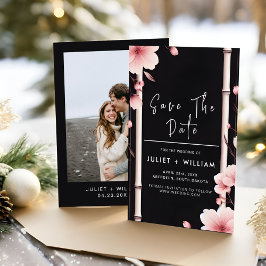 Bamboo Pink Sakura Cherry Blossom Hochzeit Save The Date