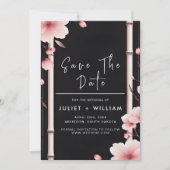 Bamboo Pink Sakura Cherry Blossom Hochzeit Save The Date (Vorderseite)