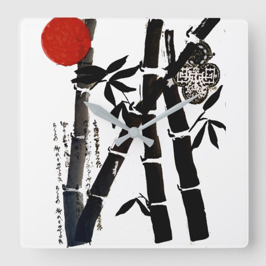 Bamboo Quadratische Wanduhr (Vorderseite)