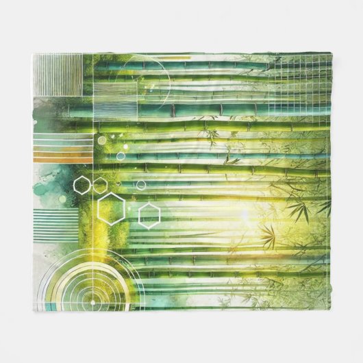 Bamboo Serenity Geometric Fleece Blanket (Vorderseite (Horizontal))