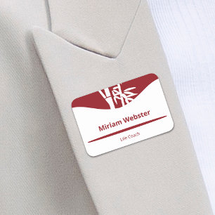 Bamboo Silhouette Life Coach Red & White Namensschild