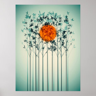 Bamboo Sunset Art Poster