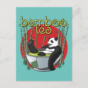 Bamboo Tea Drinker Panda Postkarte