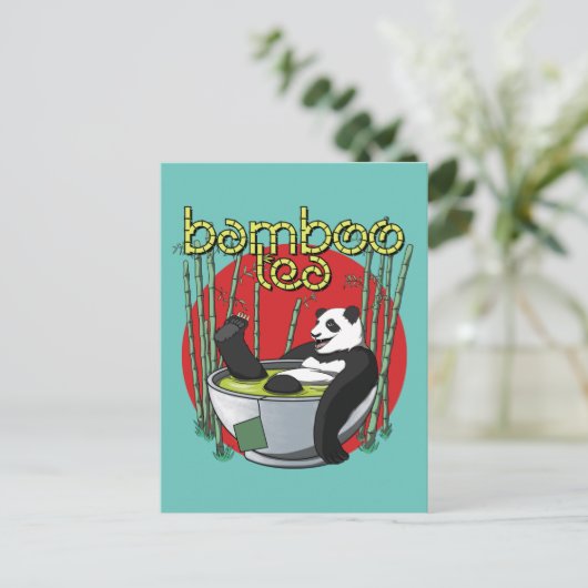 Bamboo Tea Drinker Panda Postkarte (Stehend Vorderseite)