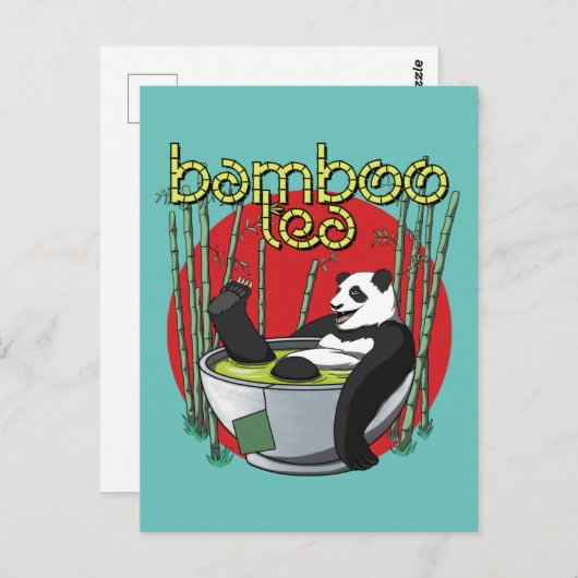 Bamboo Tea Drinker Panda Postkarte (Vorne/Hinten)