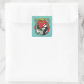 Bamboo Tea Drinker Panda Quadratischer Aufkleber (Tasche)