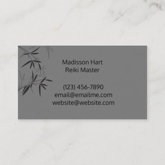 Bamboo Theme Reiki Practitioner Business Card Visitenkarte (Rückseite)
