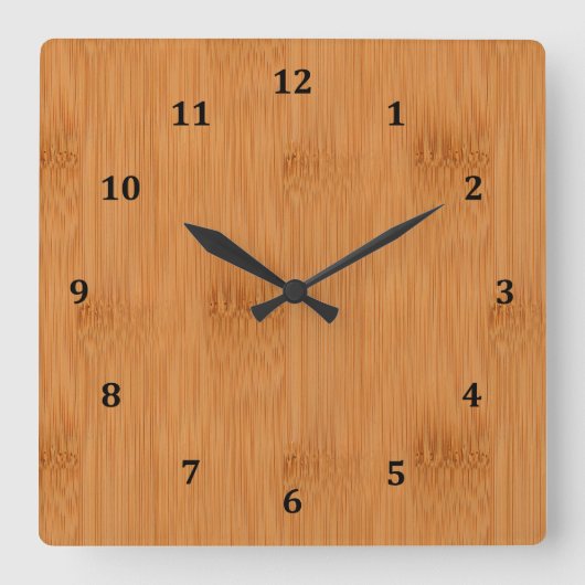 Bamboo Toast Holz Grain Look Quadratische Wanduhr (Vorderseite)