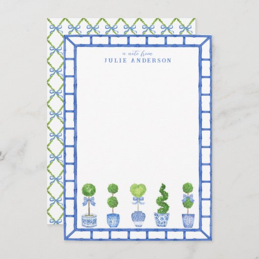 Bamboo Topiary Garden | Chinoiserie Note Card Mitteilungskarte (Vorne/Hinten)