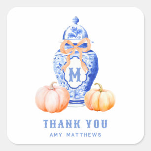 Bamboo Topiary Garden   Chinoiserie Vielen Dank Quadratischer Aufkleber