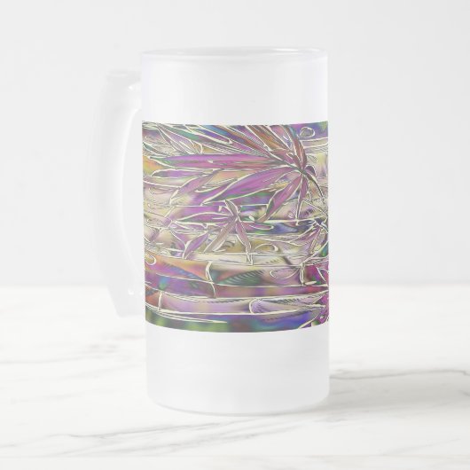 Bamboo Tree Digitales Gemälde Original Kunstglas Mattglas Bierglas (Vorderseite Links)