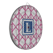 Bamboo Trellis Pink Navy Preppy Muster Monogram Dartscheibe (Vorderseite Links)