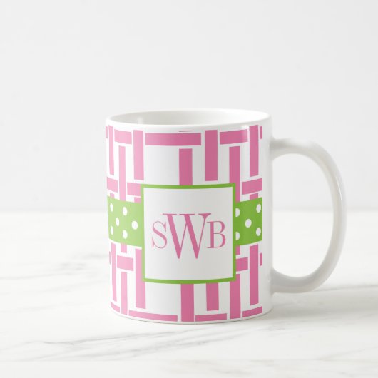 Bamboo und Grosgrain Mit Monogramm Tasse (Rechts)