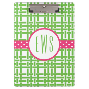 Bamboo und Grosgrain Mit Monogramm Zwischenablage Klemmbrett