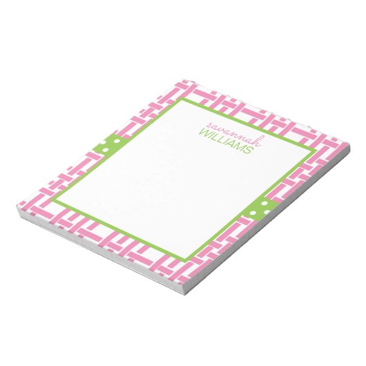 Bamboo und Grosgrain Personalisiert Notepad Notizblock (Rotiert)