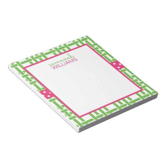 Bamboo und Grosgrain Personalisiert Notepad Notizblock (angewinkelt)