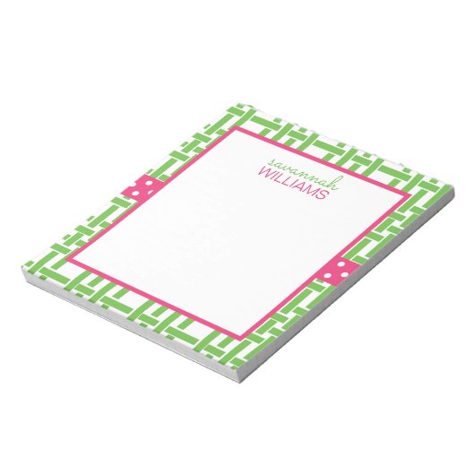 Bamboo und Grosgrain Personalisiert Notepad Notizblock (Rotiert)