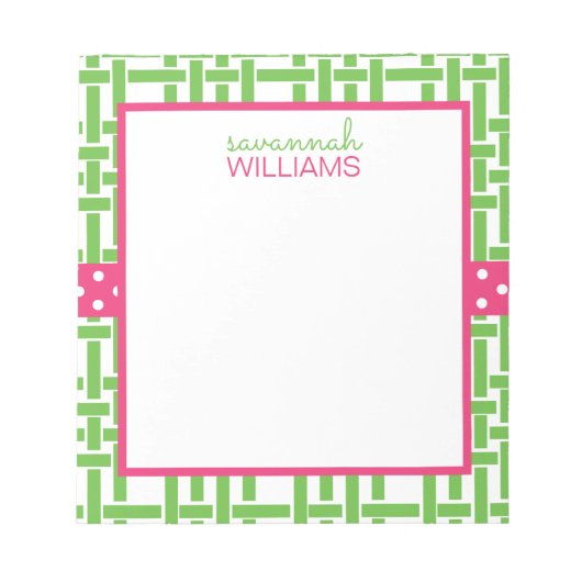 Bamboo und Grosgrain Personalisiert Notepad Notizblock (Vorderseite)